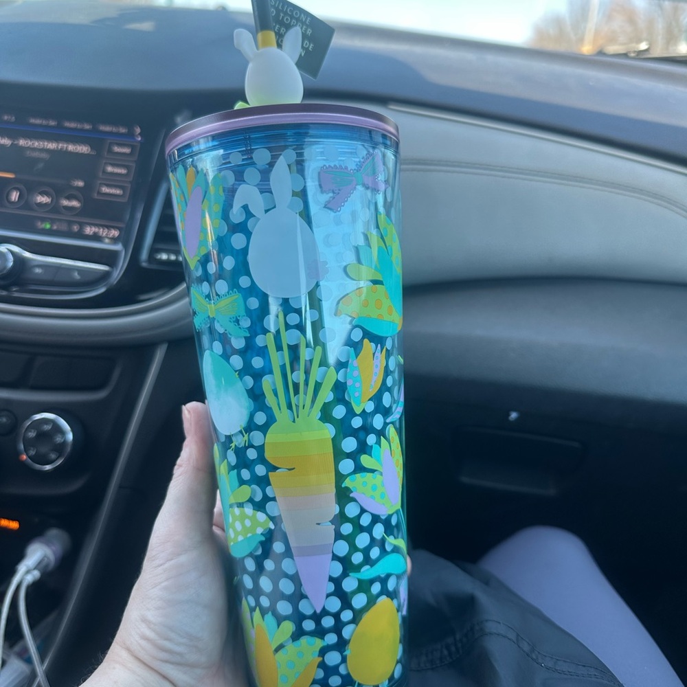 Starbucks 24oz Colorful Tumbler with Bunny and Carrot Design